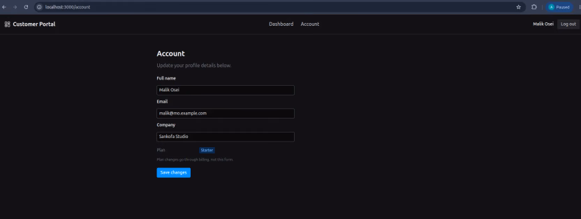 customer account / profile