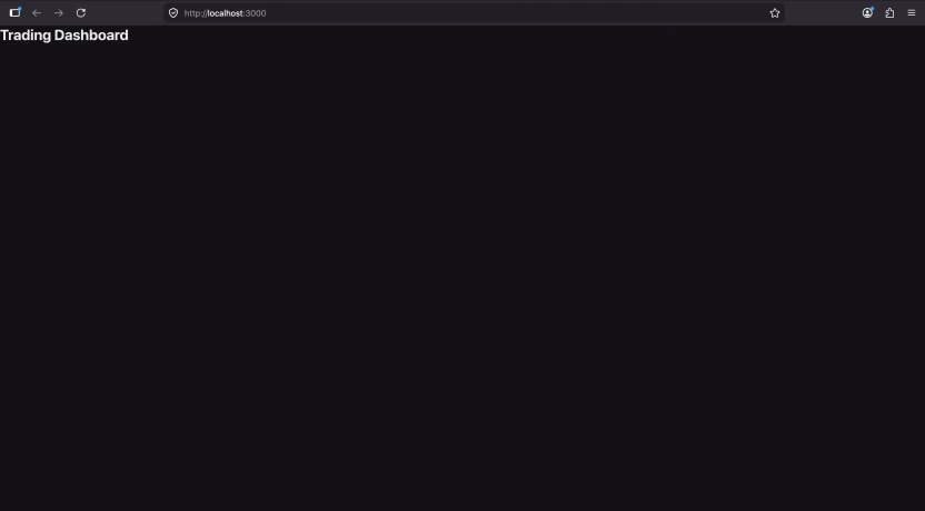 Trading Dashboard heading on a blank page, confirming the state class loaded