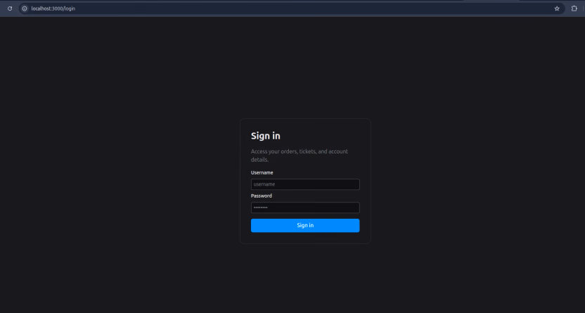 customer portal login form