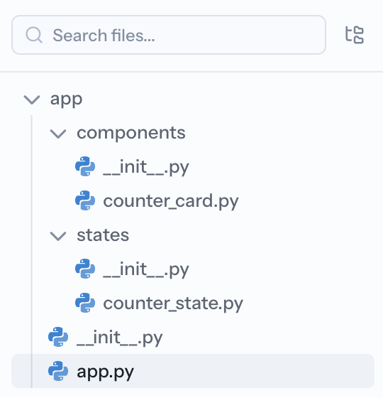 The searchable file tree in the Code workspace