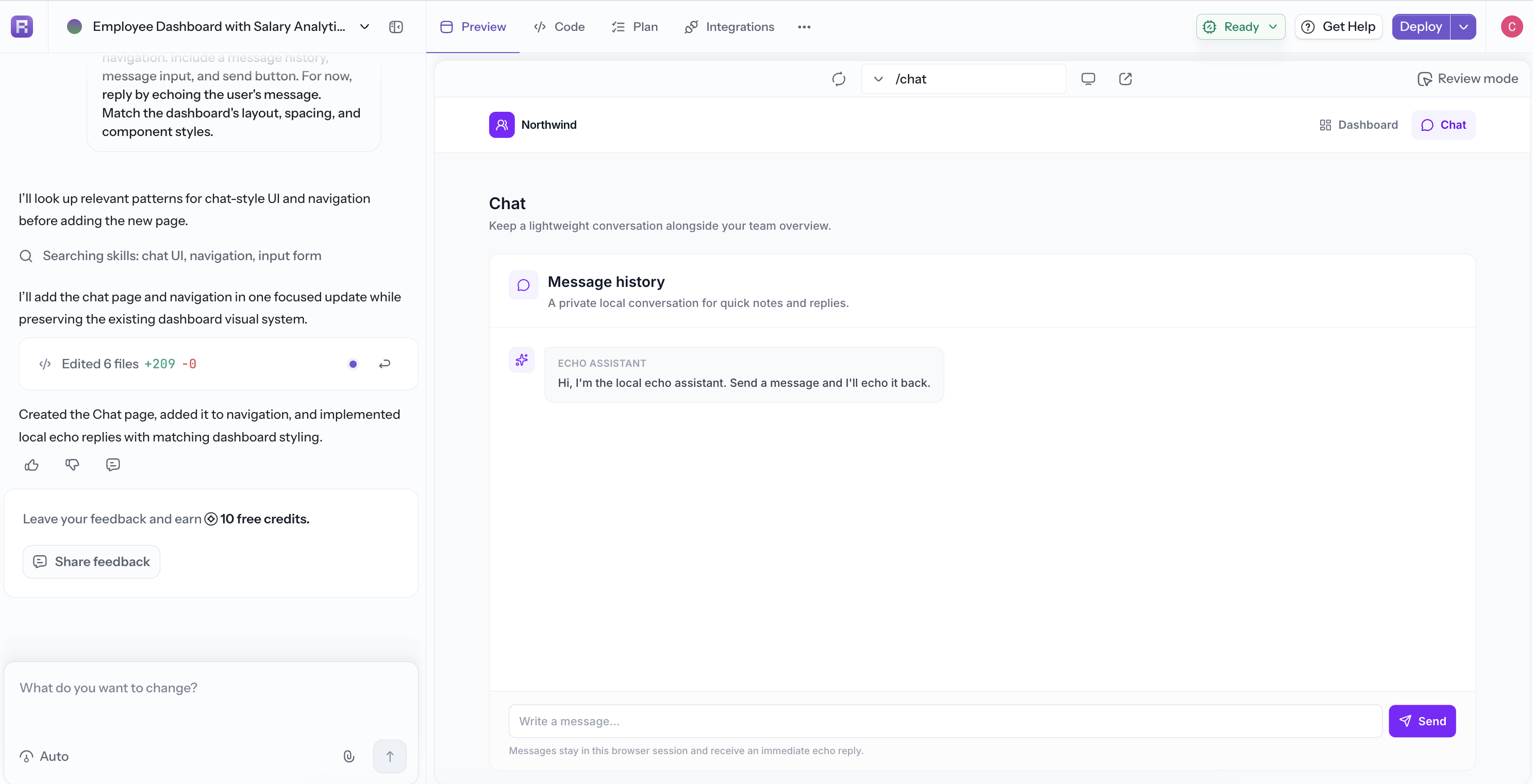 The generated Chat page open in Preview