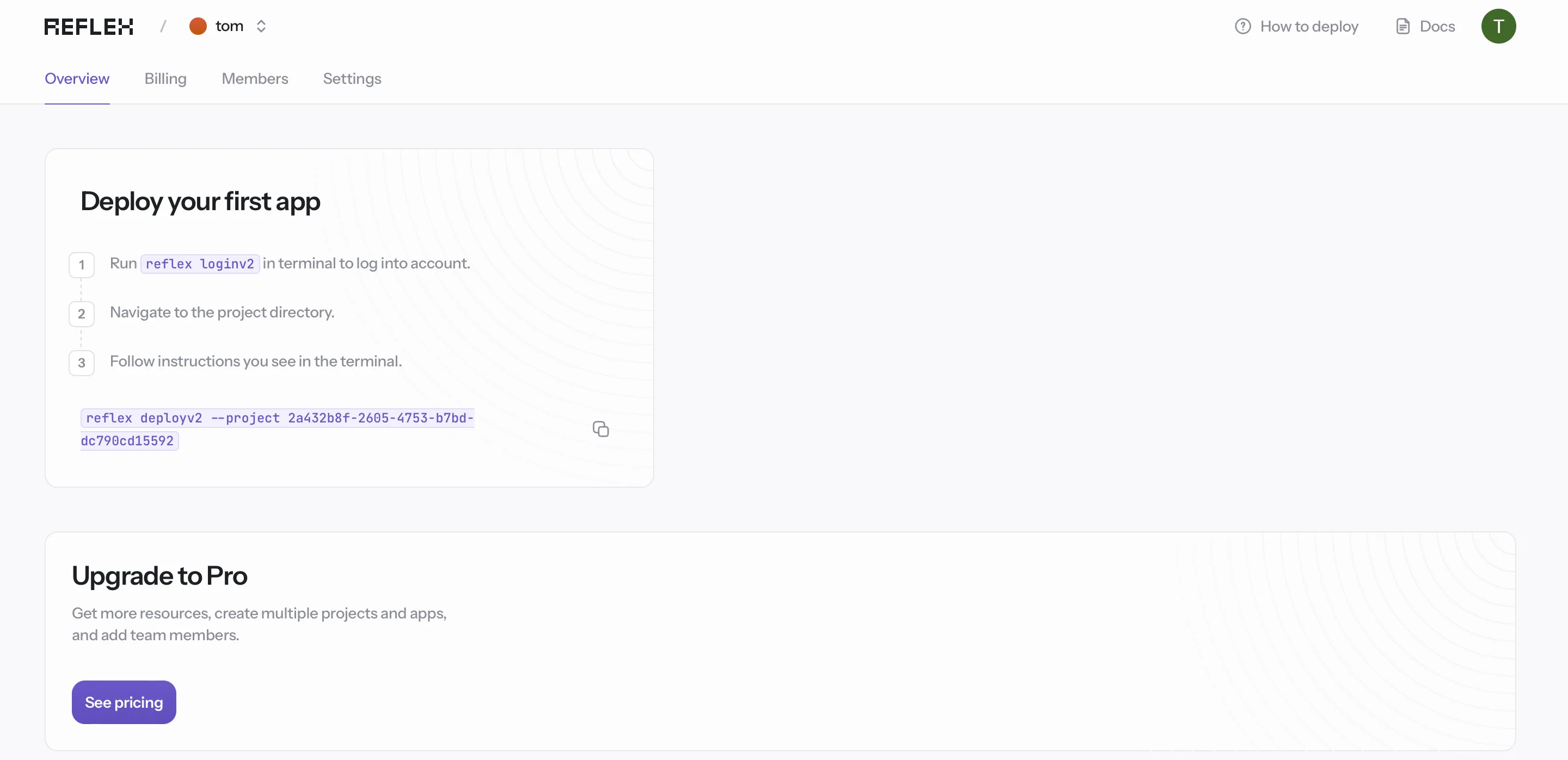 Reflex Cloud Dashboard