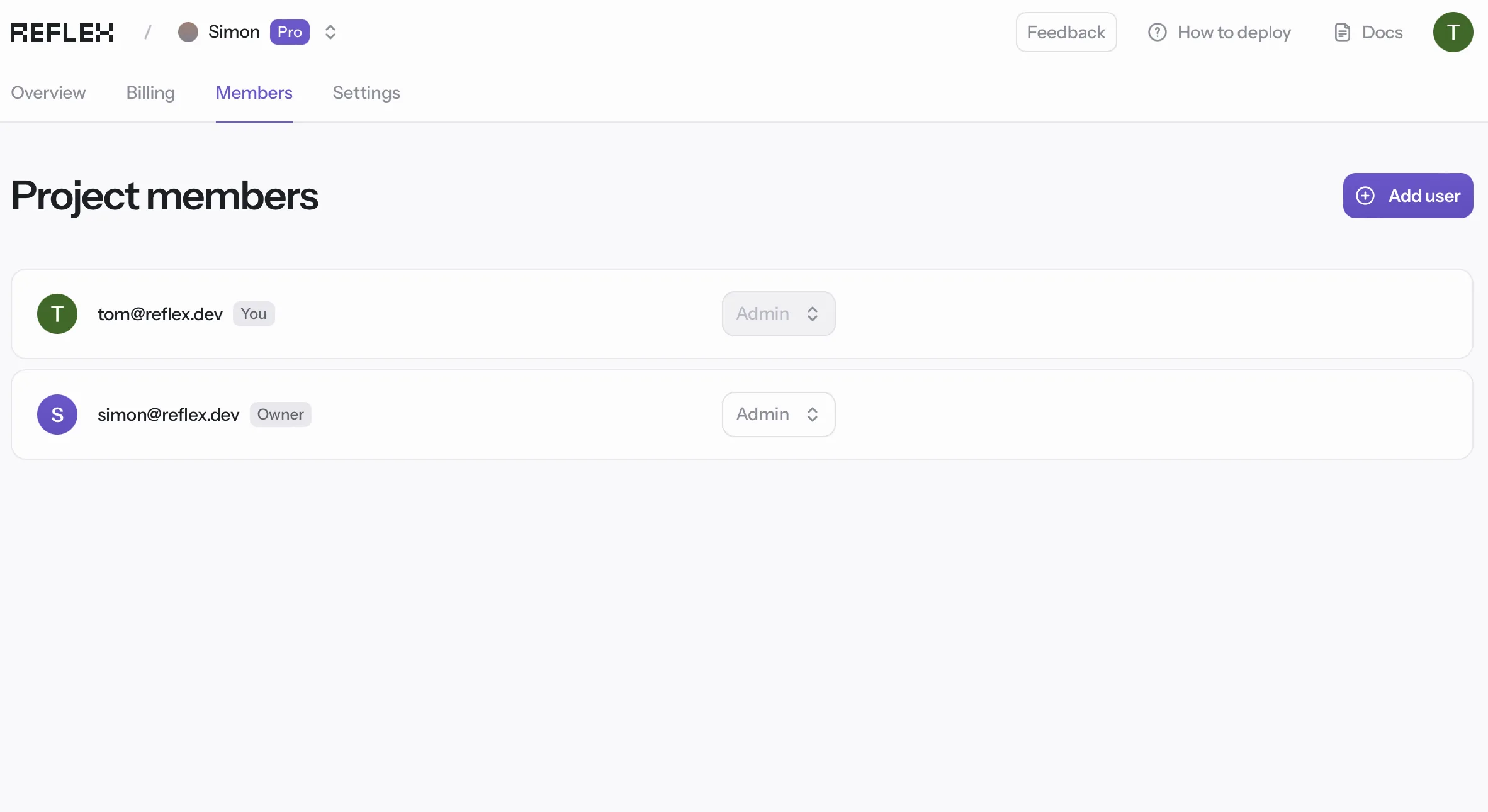 Adding team members to Reflex Cloud