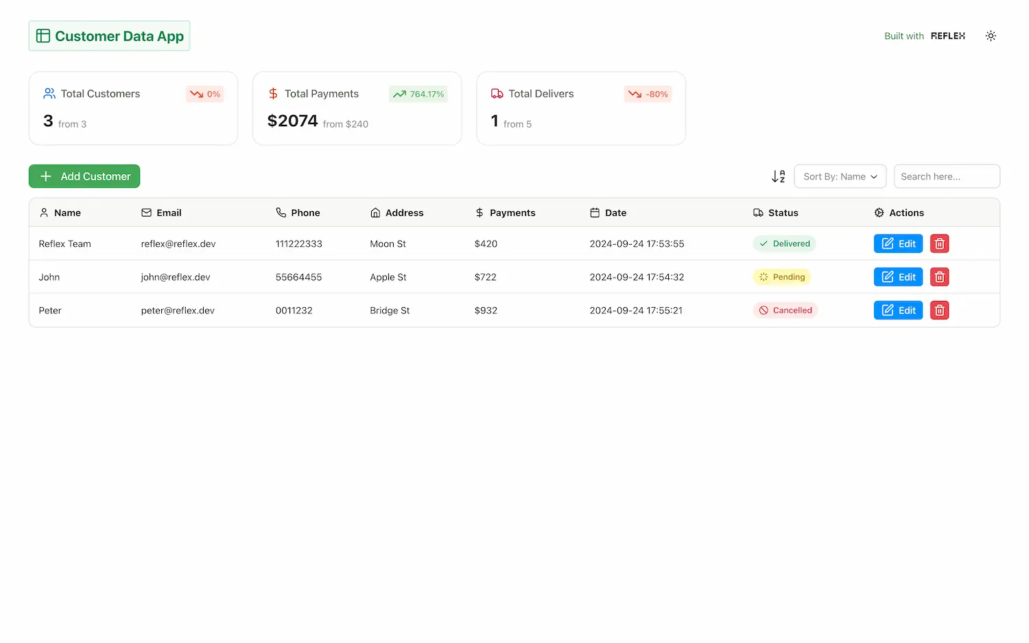 Image preview for app: customer_data_app